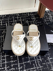 Chanel Raffia White Slides  - 5