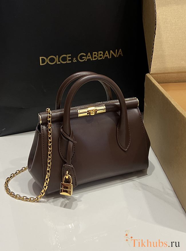 Dolce & Gabbana DG Marlene Frame Tote Bag Brown 19x13.5x7cm - 1