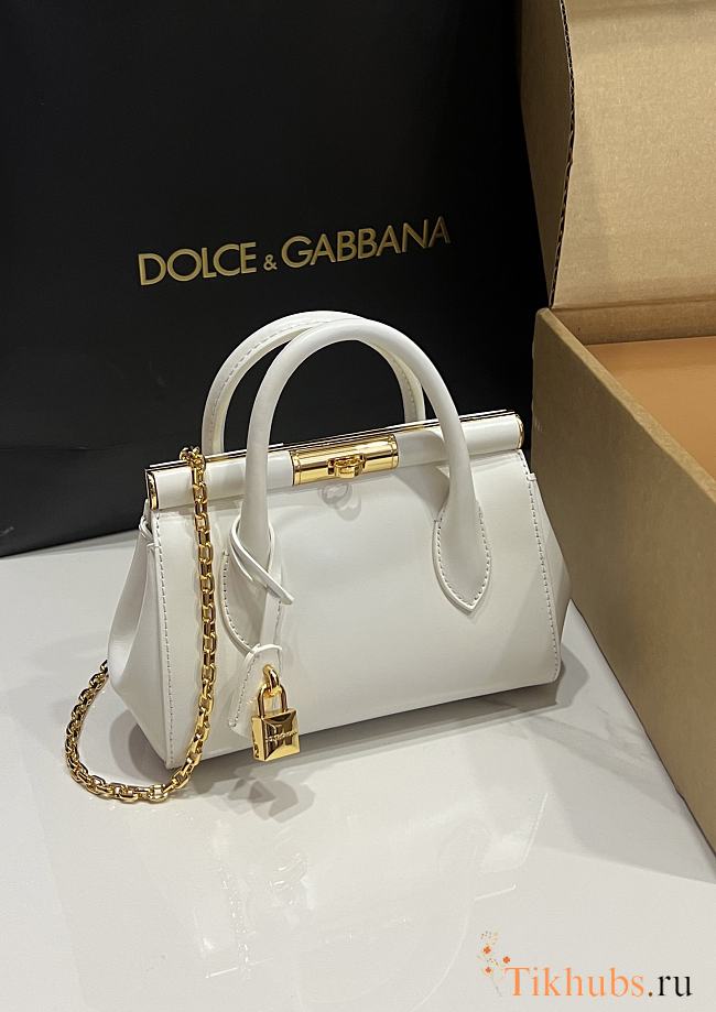 Dolce & Gabbana DG Marlene Frame Tote Bag White 19x13.5x7cm - 1