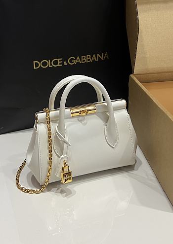 Dolce & Gabbana DG Marlene Frame Tote Bag White 19x13.5x7cm