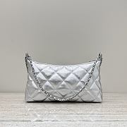 Chanel Hobo Bag Silver Lambskin 26x8.5x17cm - 4