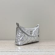 Chanel Hobo Bag Silver Lambskin 26x8.5x17cm - 3
