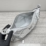 Chanel Hobo Bag Silver Lambskin 26x8.5x17cm - 2