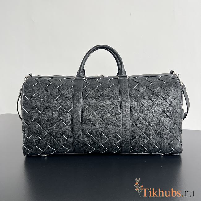 Bottega Veneta Intrecciato Cabin Duffle Black Bag 50x27x24cm - 1