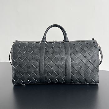 Bottega Veneta Intrecciato Cabin Duffle Black Bag 50x27x24cm