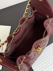 Chanel 25 Small Handbag Red Wine Calfskin Gold 30x26x14cm - 3