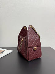 Chanel 25 Small Handbag Red Wine Calfskin Gold 30x26x14cm - 2