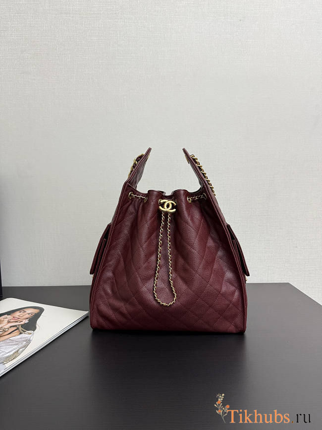 Chanel Medium 25C Hobo Bag Red Wine Caviar Gold 40x30x15cm - 1