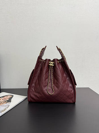 Chanel Medium 25C Hobo Bag Red Wine Caviar Gold 40x30x15cm