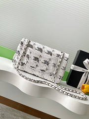 Chanel Flap Bag Satin Sequins Silver 25.5cm - 2