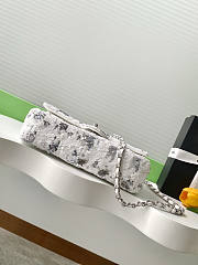 Chanel Flap Bag Satin Sequins Silver 25.5cm - 4