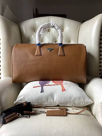 Prada Leather Duffel Bag Cognac 50x27.5x23.5cm