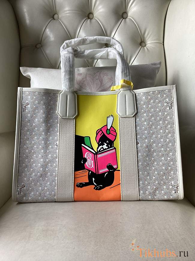 Goyard Grey Goyardine Canvas Leather Tote 45x16x32cm - 1
