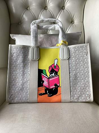 Goyard Grey Goyardine Canvas Leather Tote 45x16x32cm