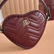 Gucci Marmont Heart Shape Bag Red Wine 13.5x11.5x2.5cm - 4