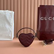 Gucci Marmont Heart Shape Bag Red Wine 13.5x11.5x2.5cm - 3