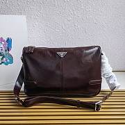 Prada Leather Shoulder Bag Red Wine 35x22x12cm - 1