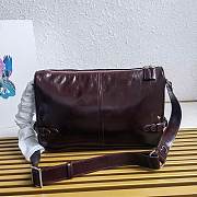 Prada Leather Shoulder Bag Red Wine 35x22x12cm - 4