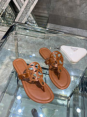 Tory Burch Miller Brown Leather Sandals - 1