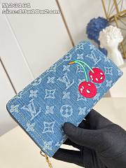Louis Vuitton LV x TM Zippy Wallet Cherry Denim 19.5x10.5x2.5cm - 1