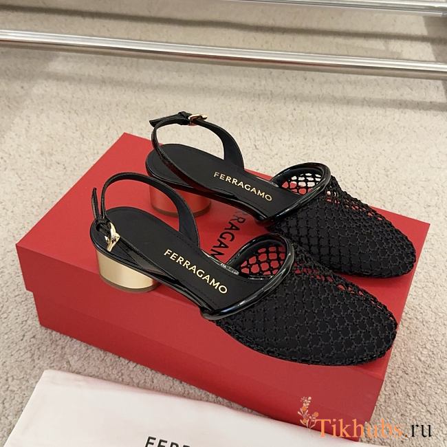 Ferragamo Mesh Slingback Black 4cm - 1
