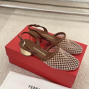 Ferragamo Mesh Slingback Brown 4cm