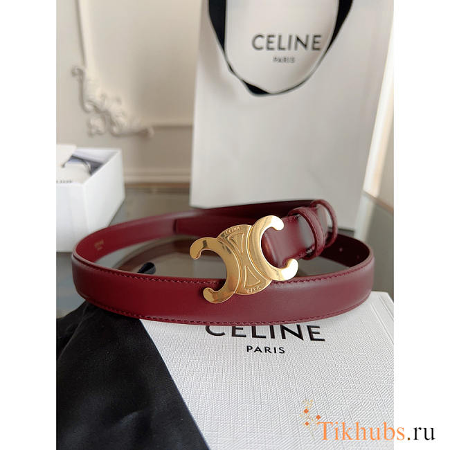 Celine 24mm Triomphe Belt Light Burgundy - 1