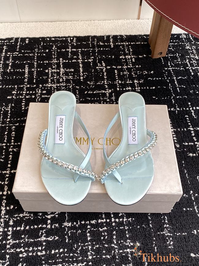 Jimmy Choo Dila 35 Light Verde Leather Mule Sandal - 1