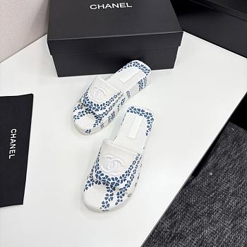 Louis Vuitton LV White Blue Slides