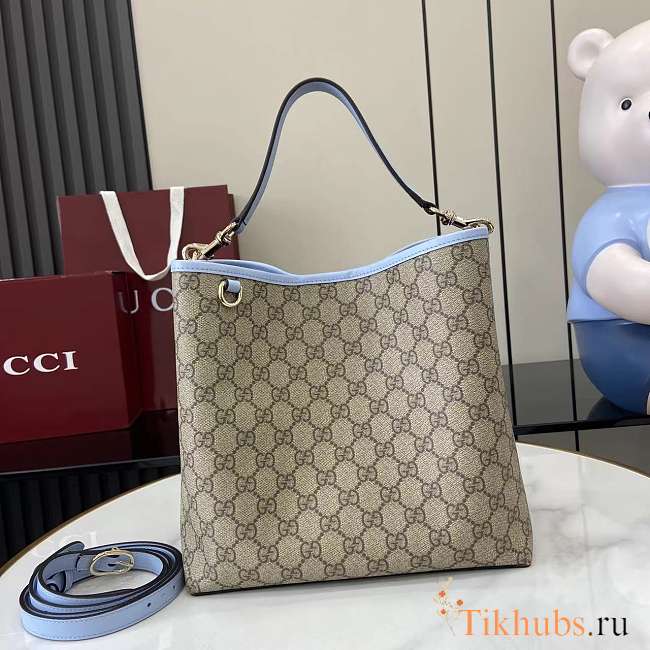 Gucci GG Emblem Small Tote Bag Light Blue 25x25x15.5cm - 1
