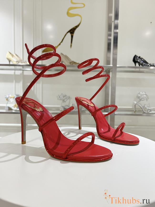 Rene Caovilla Jewel Snake With Heel Red 10cm - 1