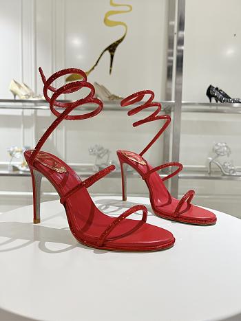 Rene Caovilla Jewel Snake With Heel Red 10cm