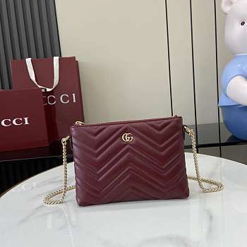 Gucci GG Marmont Pochette With Chain Red 21x15x3.5cm
