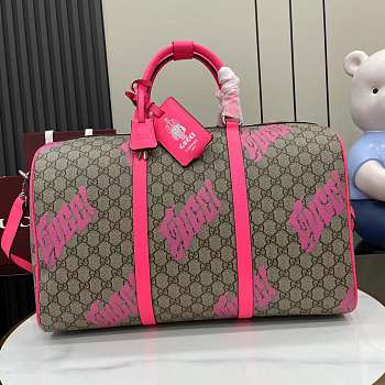 Gucci Medium Duffle Bag Print Beige Pink 44x29x23cm