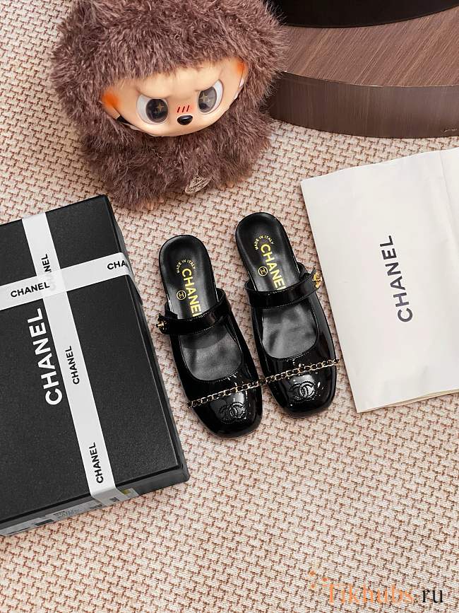Chanel Black Patent Flat - 1