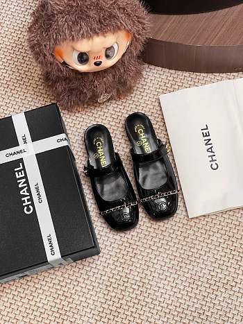Chanel Black Patent Flat