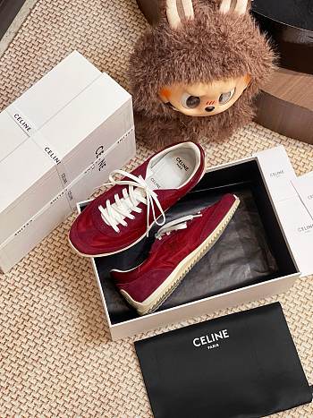 Celine Racer Low Top Sneaker Burgundy Suede