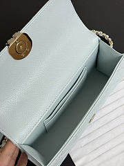 Chanel Flap Chain Bag Blue Caviar Gold With Handle 18x10x4.5cm - 6