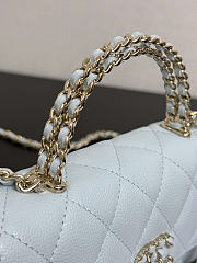 Chanel Flap Chain Bag Blue Caviar Gold With Handle 18x10x4.5cm - 4