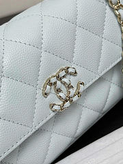 Chanel Flap Chain Bag Blue Caviar Gold With Handle 18x10x4.5cm - 3