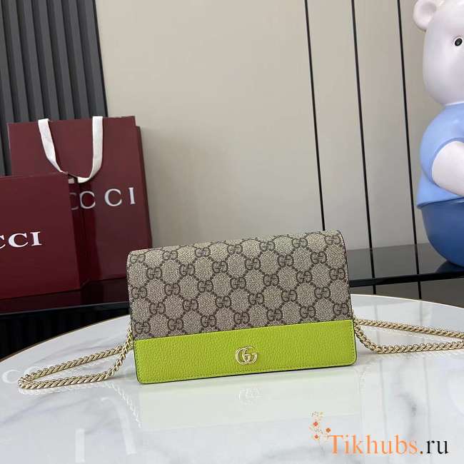 Gucci GG Marmont Wallet On Chain Beige Green 20x12.5x4cm - 1
