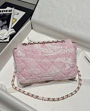 Chanel Flap Bag Denim Gold White & Pink 25cm - 3