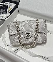 Chanel Flap Bag Denim Gold White & Grey 25cm - 1