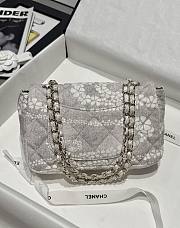 Chanel Flap Bag Denim Gold White & Grey 25cm - 5