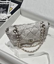 Chanel Flap Bag Denim Gold White & Grey 25cm - 4