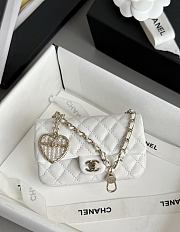 Chanel Flap Bag Mini with Hook Lambskin Gold White 12.5x8x5cm - 1