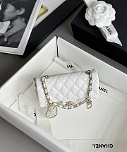Chanel Flap Bag Mini with Hook Lambskin Gold White 12.5x8x5cm - 3