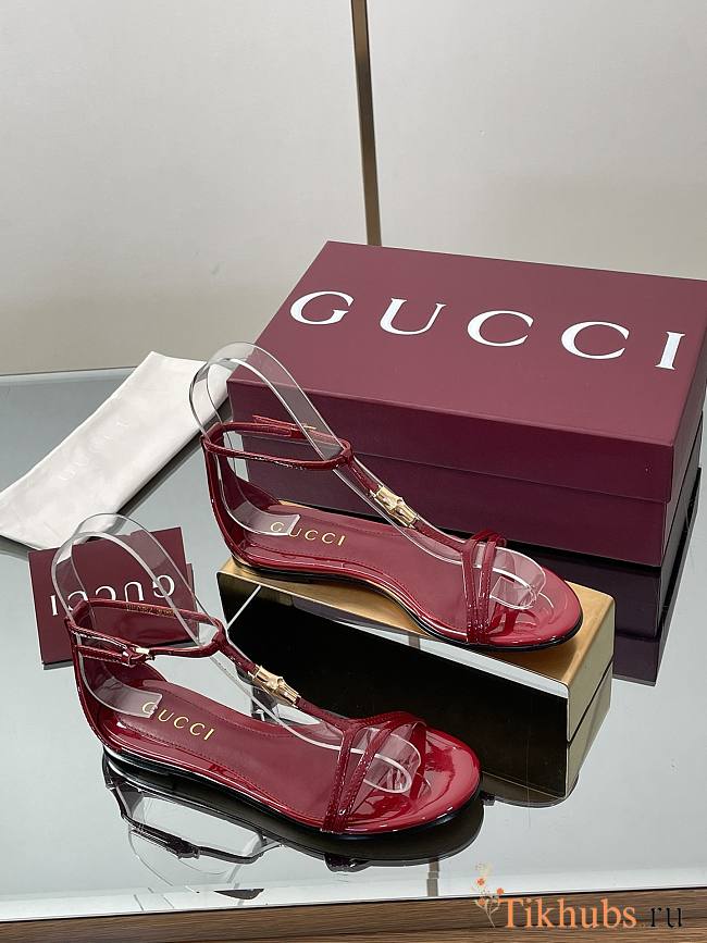 Gucci Women's Thong Sandal with Bamboo Burgundy - 1