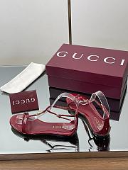 Gucci Women's Thong Sandal with Bamboo Burgundy - 4