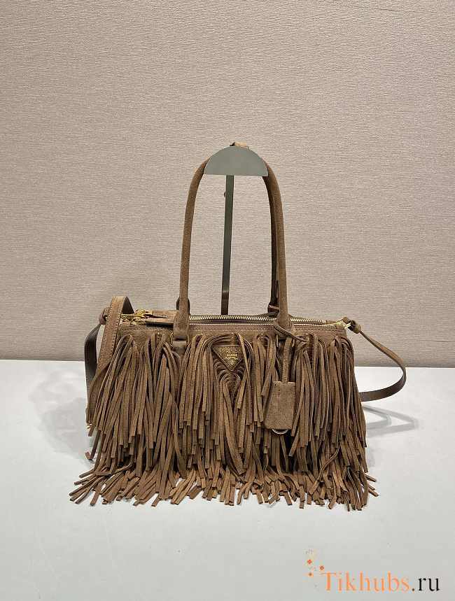 Prada Galleria Medium Suede Bag with Fringe 30x14x10.5cm - 1